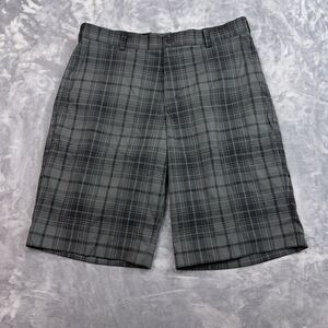 Nike Dri-Fit Gray Tech Plaid Tour Performance Golf Shorts Size 34 509182-010